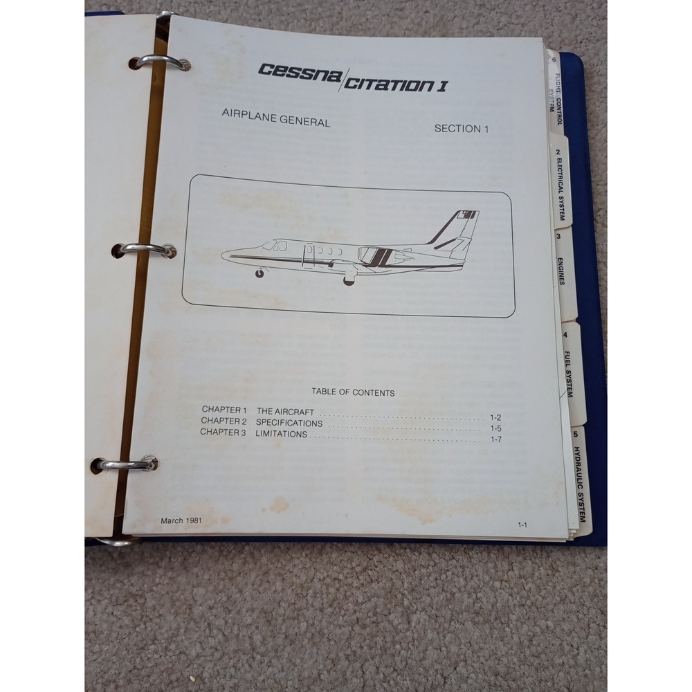 Cessna‎ Citation I Pilot Training Manual, Vol. 1, Operational Information 1983 - Picture 8 of 16